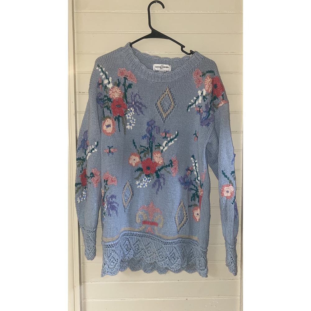 Vintage heavy floral embroidered sweater